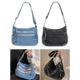 thumbnail image 5 of PULLIMORE Women's Denim Crossbody Bag - Adjustable Strap, Multiple Pockets, Holds Phone & Wallet (Black), 5 of 6