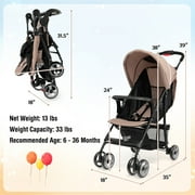 Costway Foldable Lightweight Baby Stroller Travel Pushchair 0-36 Months Age Group 13 lbs Coffee