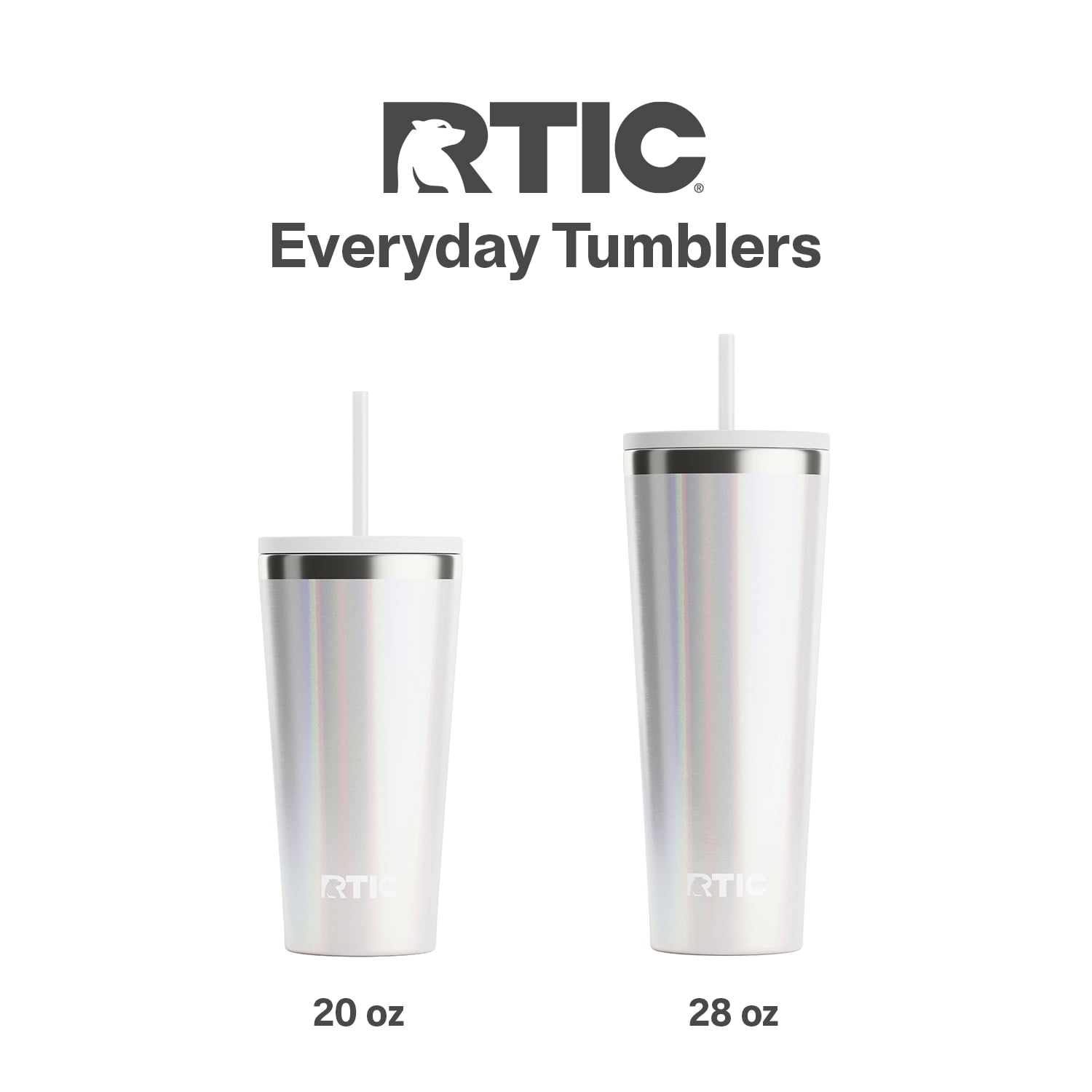 RTIC 28 oz Ceramic Lined Everyday Tumbler, Spill-Resistant Straw Lid, Dusty Rose Glitter
