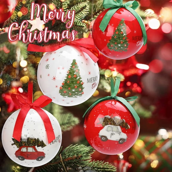 Happy Date 7.5cm Christmas Balls Ornaments,Christmas Ornaments,Small Shatterproof Christmas Baubles for Christmas Tree, Hanging Ball for Holiday Wedding Party