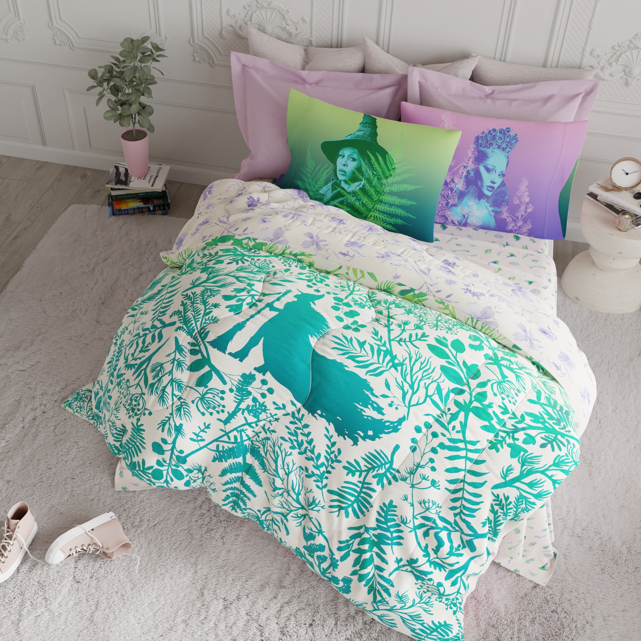 Wicked Purple Green Reversible Comforter, Bed in a Bag, Full