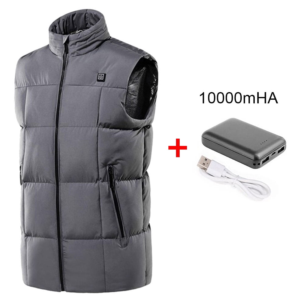 Washable Rechargeable Warm Jacket L Adjustable Electric USB Heating Coat with Two Switches 3 Heating Modes Sanyee Heated Vest for Men / Women