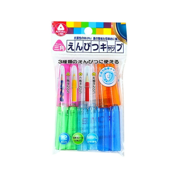 Antibacterial Colored Pencil Caps 12 Pieces, 12 Pcs Pencil Caps Plastic Pencil Tip Protector Cover Clear Pencil Toppers Colorful Pencil Extender Holders for Student École Stationery Supplies 6 Colors