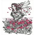 thumbnail image 3 of Sketchy Duvet Cover Set, Ink Illustration of a Woman on Poppy Field Surrounded by Flowers Spring Theme, Decorative 3 Piece Bedding Set with 2 Pillow Shams, King Size, Black White Pink, by Ambesonne, 3 of 3
