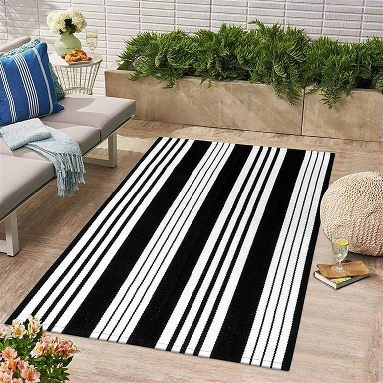 Amazon Black And White Striped Runner Rug Outdoor Rug Waterproof