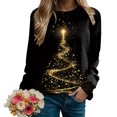 thumbnail image 6 of TTUHYWXI Womens Green Red Christmas Sweatshirts Xmas Tree Snowflake Printed Long Sleeve Pullover (Gold, XXL), 6 of 6