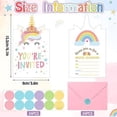 thumbnail image 3 of 24 Pcs Unicorn Birthday Invitation Girl Party Card, Pink Envelope Sticker Labels Kit Supplies for Baby Shower, 3 of 5
