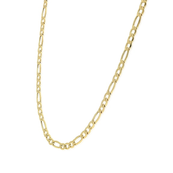14K Yellow gold-plated High Polished 4.3mm Figaro Link Chain Necklace 18" 20" 22" 24"