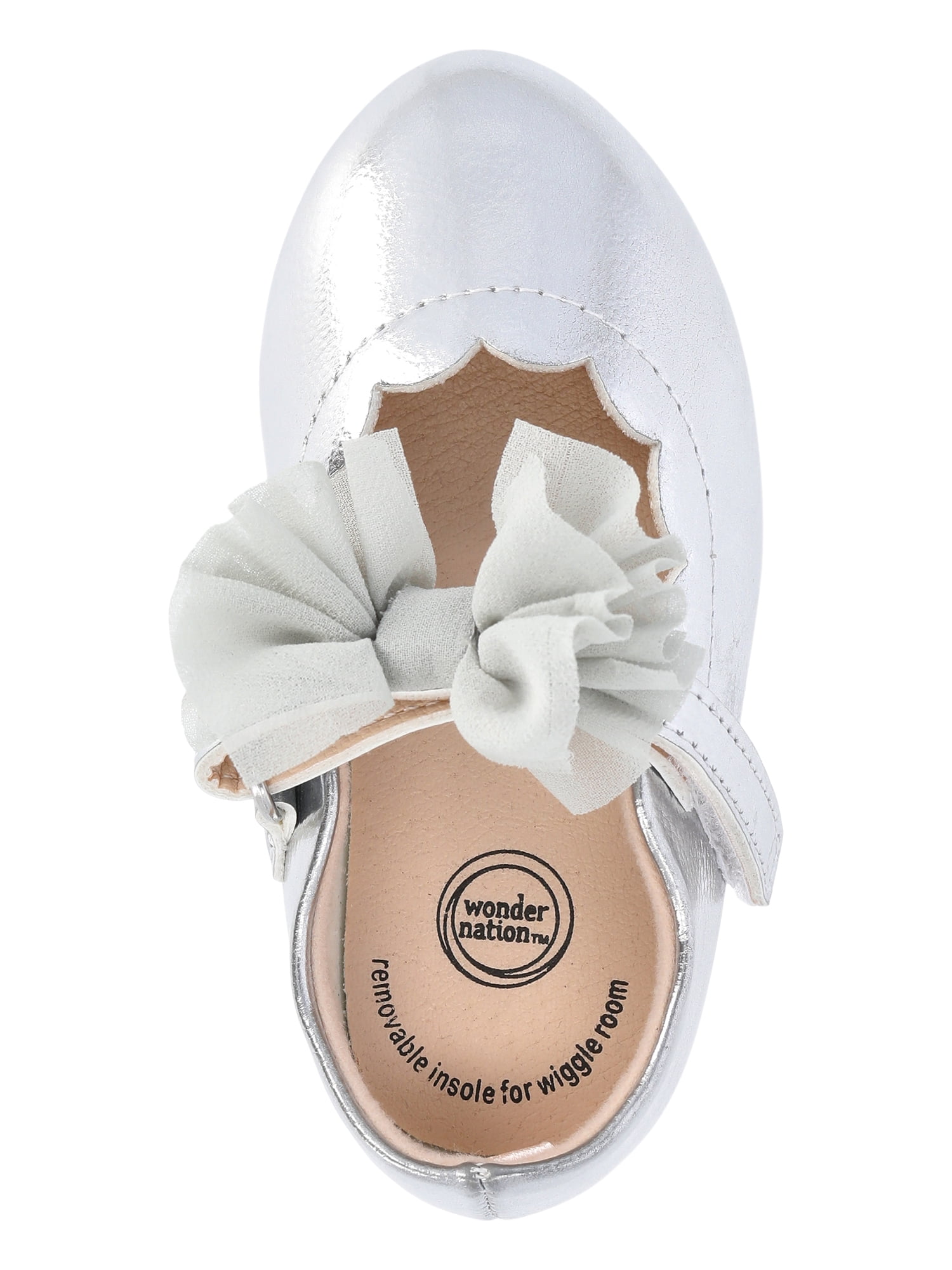 Wonder Nation Baby and Toddler Girls Tulle Bow Ballet Flats