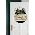 thumbnail image 3 of Welcome-ish Depends Who You Are Sign Front Door Porch Decorations, Round Rustic Wood Hanging Sign for Farmhouse Porch Outdoor Home Holiday Front Door Sign Decor, 3 of 5