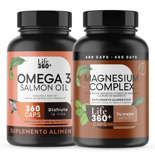 Set Bienestar de Suplementos Magnesium Complex y Omega 3 Life 360+ 760 Cápsulas LIFE 360+ Kit Bienestar
