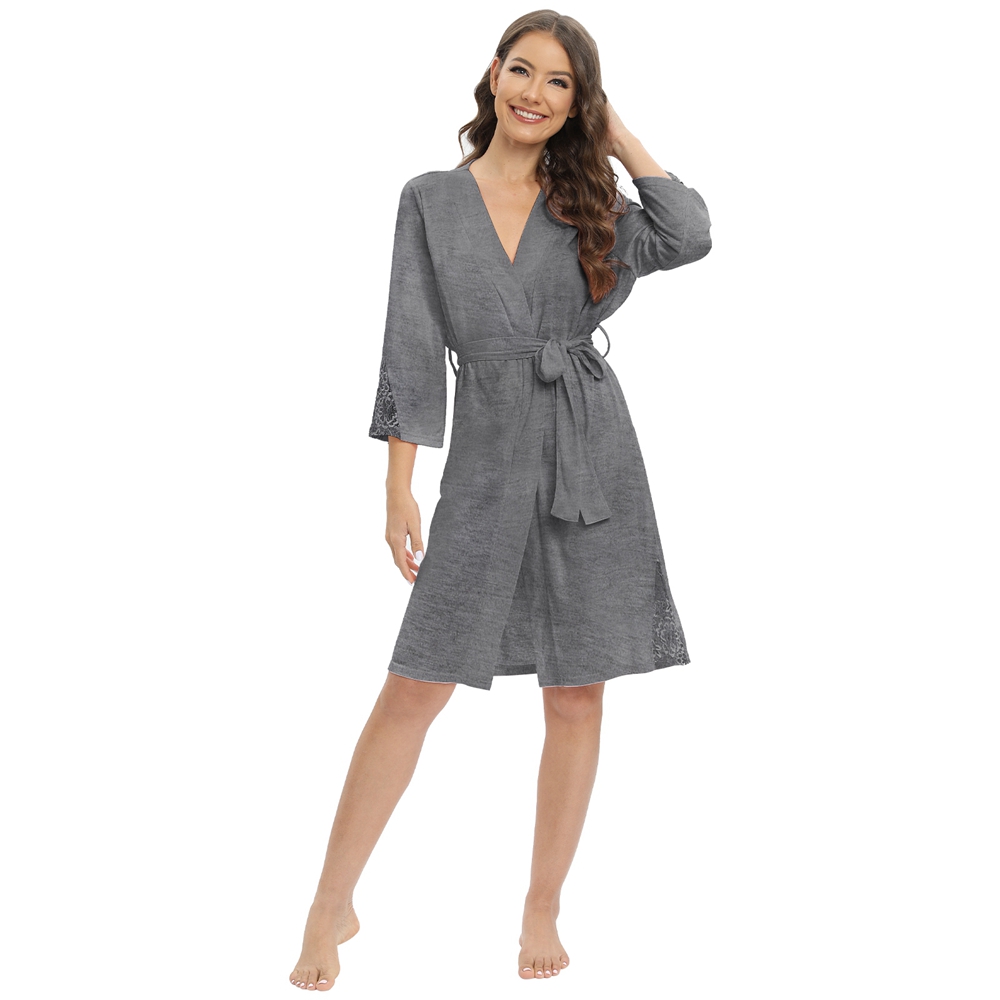 Women's Kimono Robes Lightweight Bath Robe Bathrobe Soft Sleepwear V