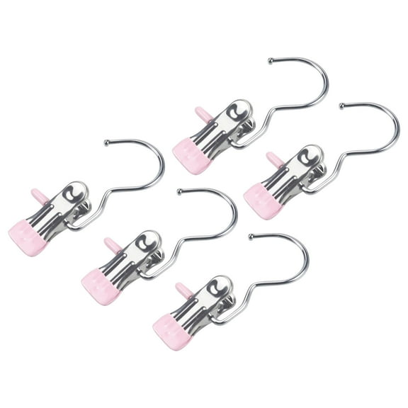 COFEST Hooks/Hangers/Holders,Multifunctional Hook Clip,Seamless Towel,Hat,Sock,Windproof Pants,Hook Storage Clip,Clothes Drying Clip 5Pcs Pink