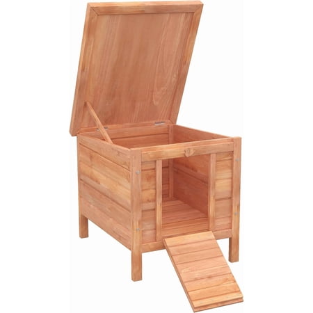 WSWJY Small Wooden Rabbit Hutch Bunny Cage Guinea Pig Cage Duck House Dog House with Openable & Waterproof Roof, Natural