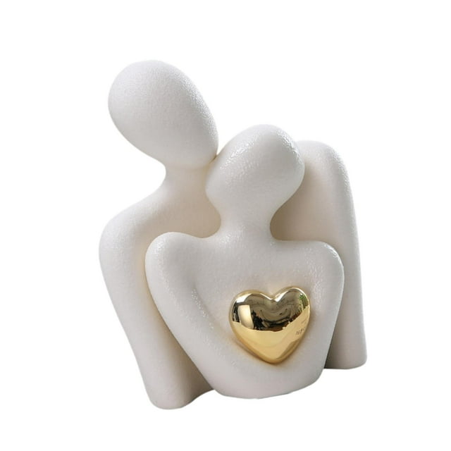 Estatua de pareja, decoración moderna, escultura de cerámica de pareja, figura de pareja abrazándose Blanco