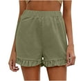 thumbnail image 4 of QLEICOM Womens Athletic Shorts, Plus Size Shorts, Fashion Solid Casual Wide Leg Loose High Waist Shorts Pants Yoga Shorts, Running Shorts, Comfy Beach Shorts, Cycling Shorts Army Green S, 4 of 7