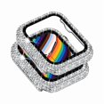 thumbnail image 1 of Chenchen Compatible with Apple Watch Case 40mm with Screen Protector for Apple Watch Series 6/5/4/3/2/1, Bling Case 300 Crystal Diamond Tempered Glass Protective Cover for 38mm 40mm 42mm 44mm, Silver, 1 of 1