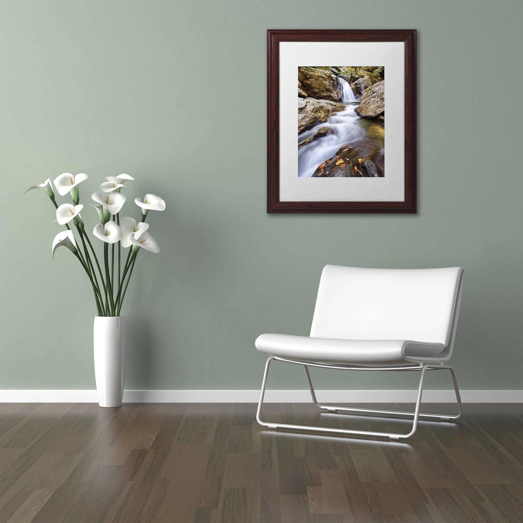 Trademark Fine Art "Bingham Falls" Canvas Art by Michael Blanchette Photography White Matte, Wood Frame