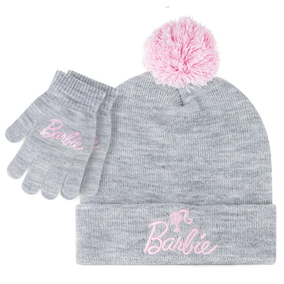 Barbie Girls Winter Hat with Gloves for Ages 5-13 Years ? Ultra Soft Pink Beanie Winter Hat for Outdoors
