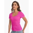 thumbnail image 5 of Women Casual Long Sleeve Slim Scoop Neck Fit T Shirts Basic Tee Tops Crew, 5 of 5