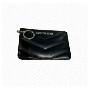 Michael Kors Jet Set Travel Small Top Zip Coin Pouch with ID Holder in Saffiano Leather (Black) (Black/Silver)