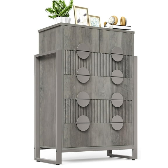 LGHM 6 Drawer Dresser, Tall Chest of Drawers for Bedroom Living Room, Gray