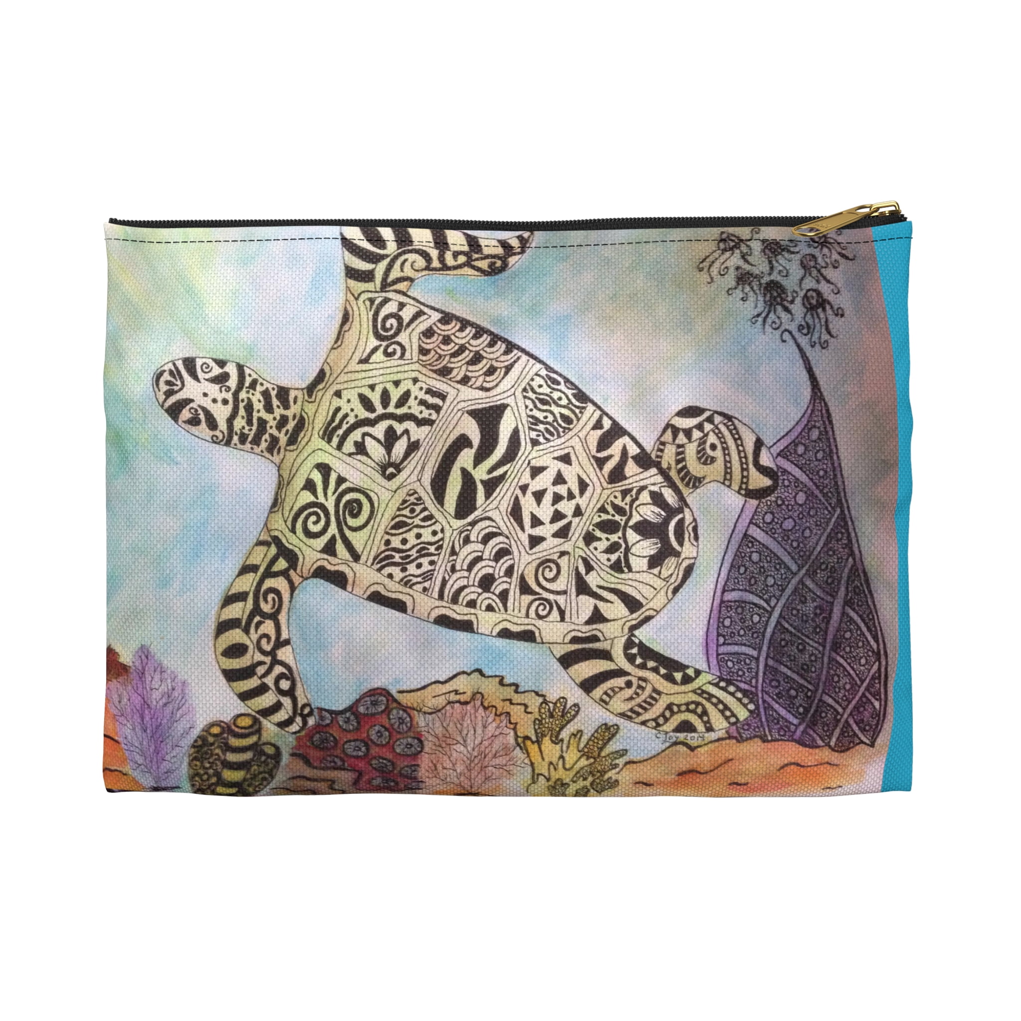 Zentangle Turtle Pouch  - Durable and Versatile Cosmetic Bag or Pencil Case