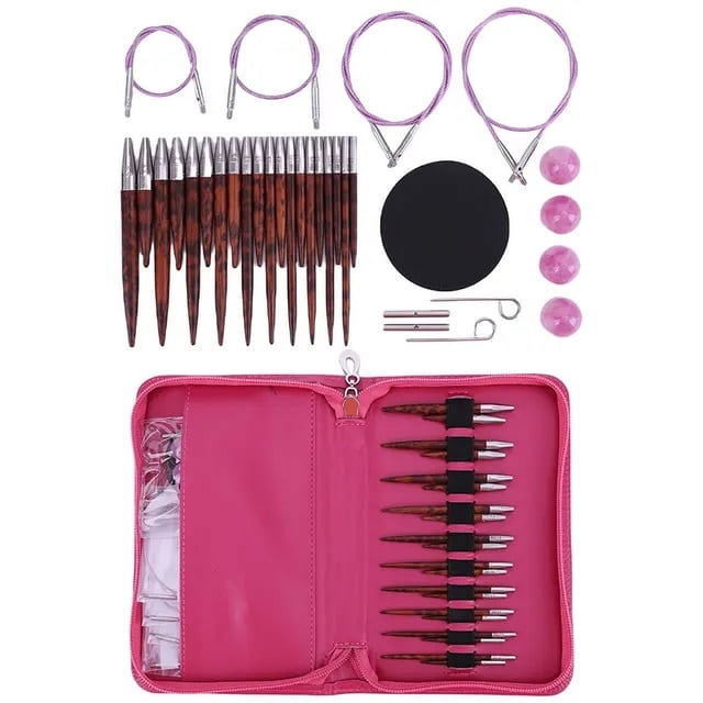 Crochet Hook Knitting Needles Set with Accessories Circular Knitting Needles Set Removable Interchangeable for Knitting Lovers