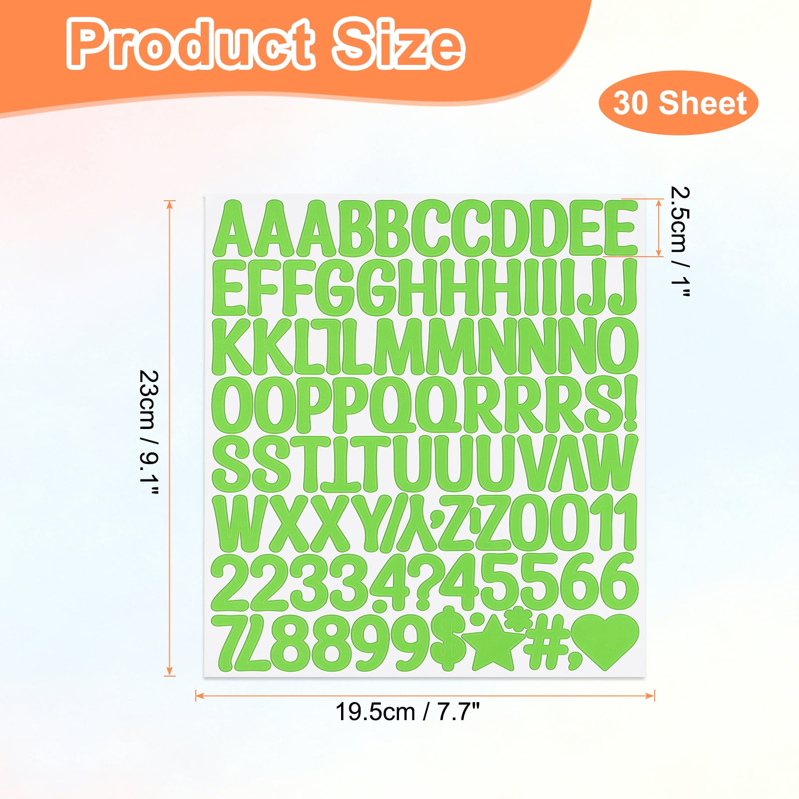 Uxcell 1 Inch Letter Stickers, 30 sheet Alphabet Number Stickers Self Adhesive Handwriting Vinyl Stick on Letters for Mailbox Number Scrapbooking Sign Bottles Craft, Light Green