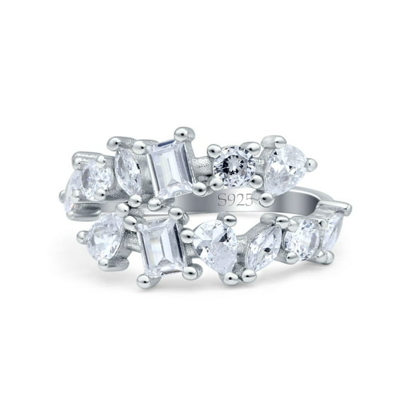 Art Deco Marquise Pear Round Emerald Cut Ring Band Simulated CZ 925 Sterling Silver Size 5