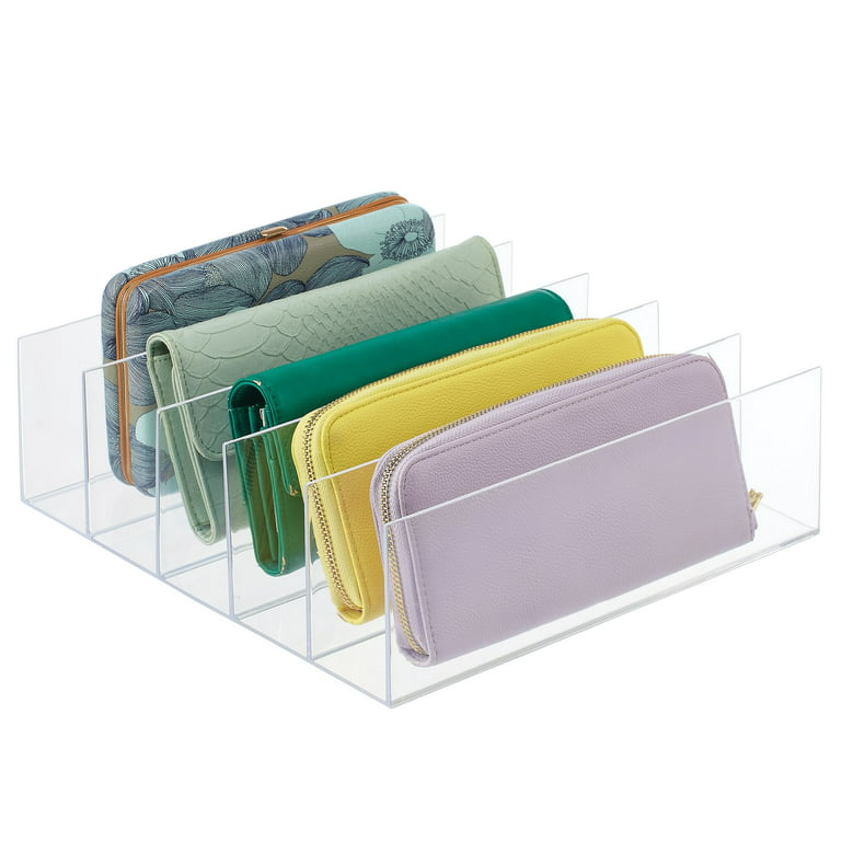 mDesign Plastic Divided Purse Storage Organizer for Closets - 2 Pack -  Clear 