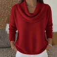 thumbnail image 2 of Teylalorva Women's Fashion Solid Color Sweater Long Sleeve Round Neck Top for Fall Winter Wear Top Red Size 2XL, 2 of 6