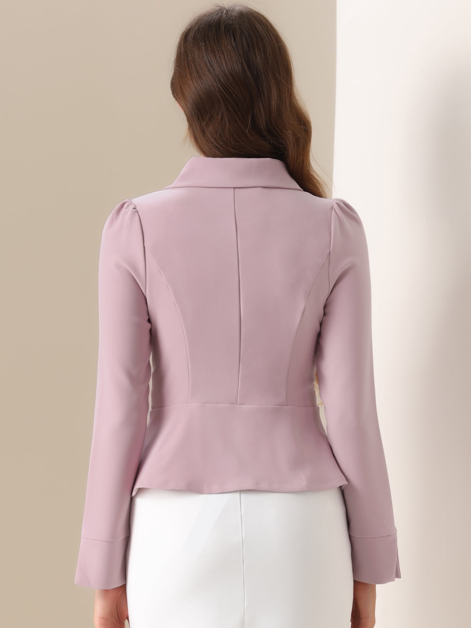 DARING DIVA Women's Peter Pan Collar Ruffles Office Blazers M Pink