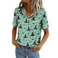 thumbnail image 2 of Button Down Halloween Shirts for Women Short Sleeve V Neck Fall Holiday Tops Loose Fit Casual Halloween Tshirts, 2 of 4