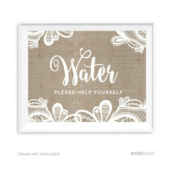 Water Burlap Lace Wedding Party Signs