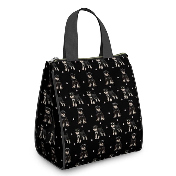 Schnauzer Dog Insulated Lunch Bag for Women & Adults,Large Portable Soft Cooler Lunch Bag,Thermal Food Storage Tote with Pearl Cotton,8.66L,8.75x5.75x9.5 Inch