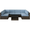 thumbnail image 3 of SONGMICS 7-Piece Patio Furniture Set Outdoor Sectional Sofa Couch Handwoven with Cushions and Glass Table Lake Blue, 3 of 9