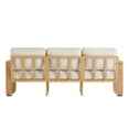 thumbnail image 4 of ReNest Outdoor Patio 3-Seater Sofa, Aluminum Wood-Grain Couch with 6.3" Thick Olefin Cushions, Rustproof & Water-Repellent, Cream, 4 of 8