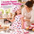 thumbnail image 2 of Rirool Kids Baking Set, 11-Piece White Cupcake Print Junior Chef Costume and Pretend Play Kit with Apron, Hat, Oven Mitt, Pot Holder, Whisk, Wooden Utensils and 4 Cookie Cutters, Ages 3-6, 2 of 8