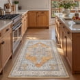 thumbnail image 2 of Toyoso 3x5 Machine Washable Area Rug, Soft Polyester Vintage Medallion Distressed Rug, Non-Slip Oriental Floral Accent Carpet, Burnt Orange, 2 of 7