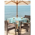 thumbnail image 2 of Coastal Outdoor Tablecloth - 60x60 Inch Square Dining Table Cover, Summer Nautical Beach Coral Starfish Blue Ombre Waterproof Outdoor Table Cloth with Umbrella Hole & Zipper for Picnic/Patio/Party, 2 of 7