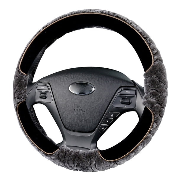 Pisexur Accesorios para coches, Electrónica para cochesFunda de volante de invierno de 38 cm, ajuste universal para la mayoría de los coches, ajuste universal para asientos de coche de 15 pulgadas.