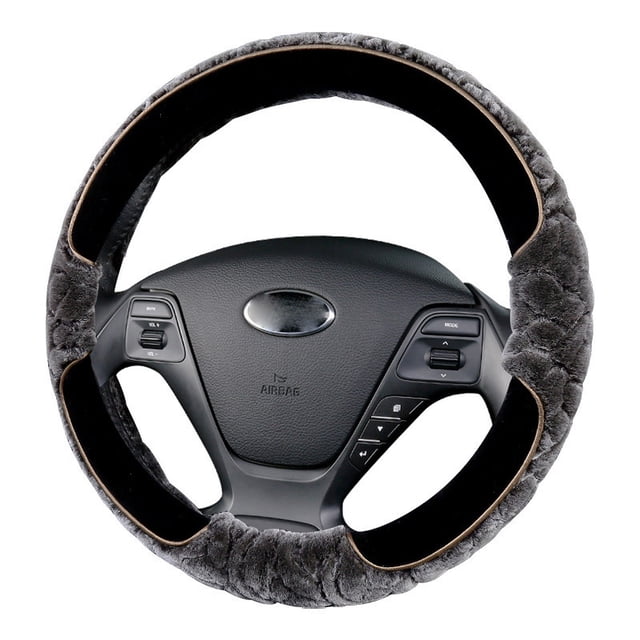 Steering Wheel Cover 38 cm Diameter Universal Fit for 14.5 in to 15 in Steering Wheels Winter Leather Non-Slip