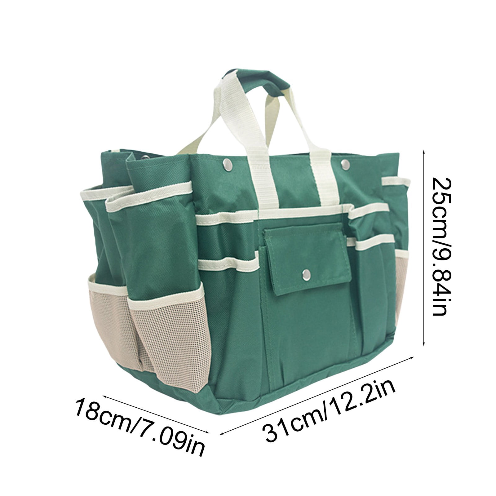 Multi Functional Folding Gardening Tool Storage Bag Handheld Organizer with Multiple Pockets, Durable Cloth Tote for Garden Tools