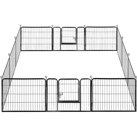 Topeakmart 12 Panels Heavy Duty Pet Playpen Dog Exercise Pen Cat Fence, 23.6''H, Black