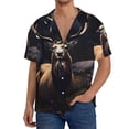 thumbnail image 3 of Fotbe Regal Stag In Forest print Short Sleeve Button Down Shirts for Men Casual Summer Beach Wrinkle Free Shirt-Large, 3 of 7
