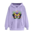 thumbnail image 3 of VBTAPA 2026 Womens Mardi Gras Sweatshirts Carnival Party Mask Graphic Hoodies Funny Holiday Long Sleeve Drawstring Hooded Pullover Tops Today Purple XXL, 3 of 4
