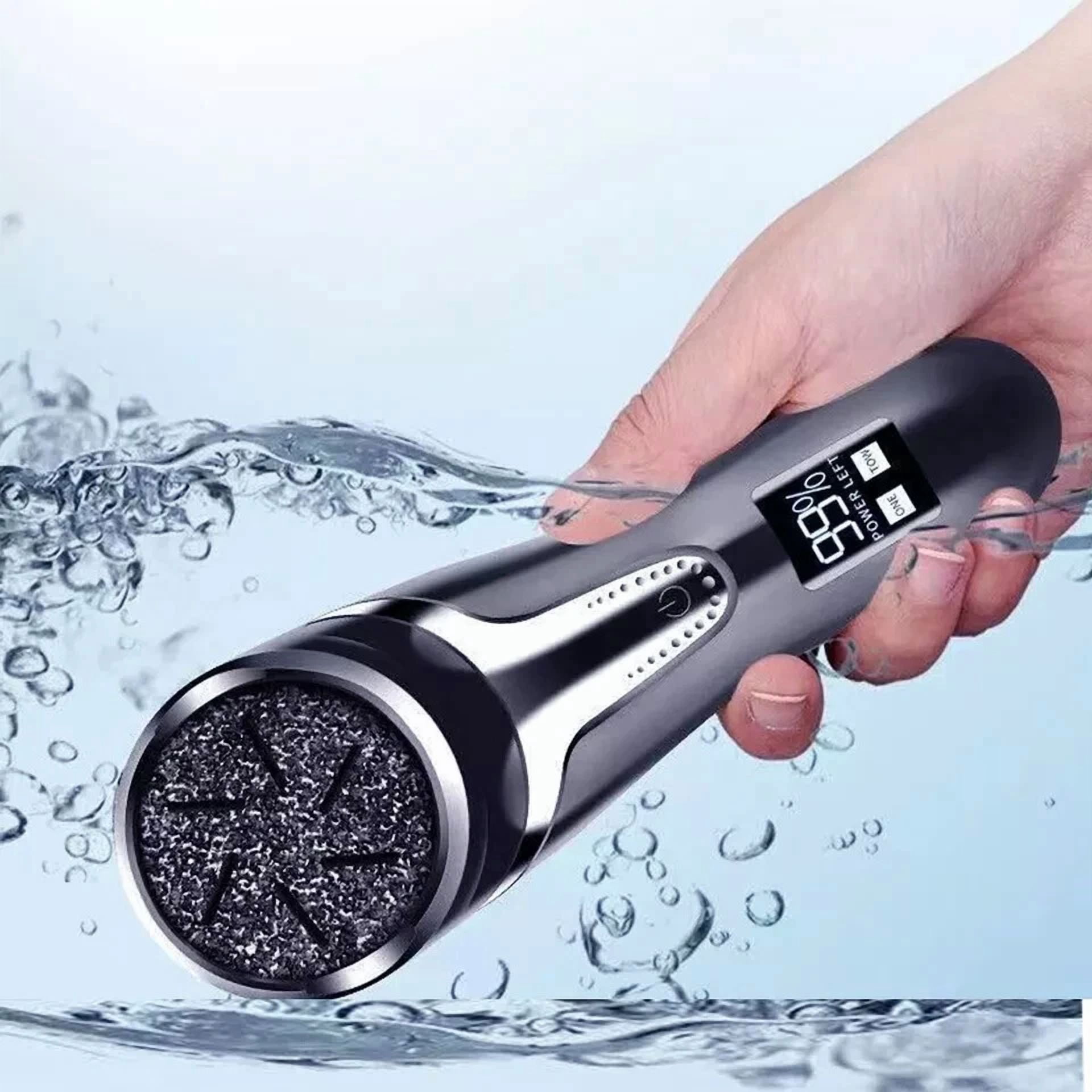 Portable Rechargeable Waterproof Electric Callus Remover With 3 Head & Lcd Black