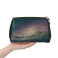 thumbnail image 4 of YFYANG Large Clutch Leather Makeup Bag, Green Dream Galaxy Travel Toiletries Bag, Ladies Cosmetic Storage Bag, 4 of 8