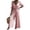 Pink, variant on Tqcoqu Womens Linen Wide Leg Jumpsuit V Neck Lace Trim Button Front Summer Beach Jumpsuit,Beige,Women's S-XXL